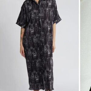 Dressed in LALA Black and White Astronaut Patterned Dress NWT